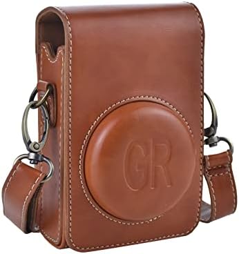 Rieibi Camera Case for Sony RX100 Series, Sony ZV-1 ZV1, Ricoh GR III GR 3, Panasonic LX10 Lumix DMC-LX10, Vintage PU Leather Case for Sony, Ricoh, Panasonic with Shoulder Strap