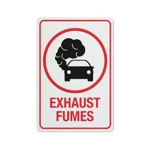 Exhaust Fumes Sign 12X8 Inch Aluminum Uv Ink Printed For House And Business