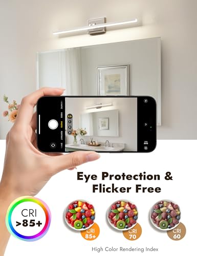 Image of NIORSUN 31.5 Inch Modern Bathroom Light Fixture, 18W 5CCT Dimmable LED Chrome Bathroom Vanity Lights Over Mirror, Vanity Lights for Bathrooms Restroom Mirror- ETL Certified