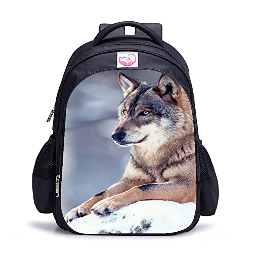 Sac à dos loup imprimé 3D pour cartable scolaire enfants et sac de voyage adultes 16"