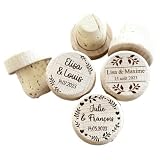 Bouchon de vin personnalisé en bois et liège gravé, à l'unité ou en lot - Cadeau invités mariage, save the date, evjf, baptême, anniversaire. Tarif dégressif selon quantité