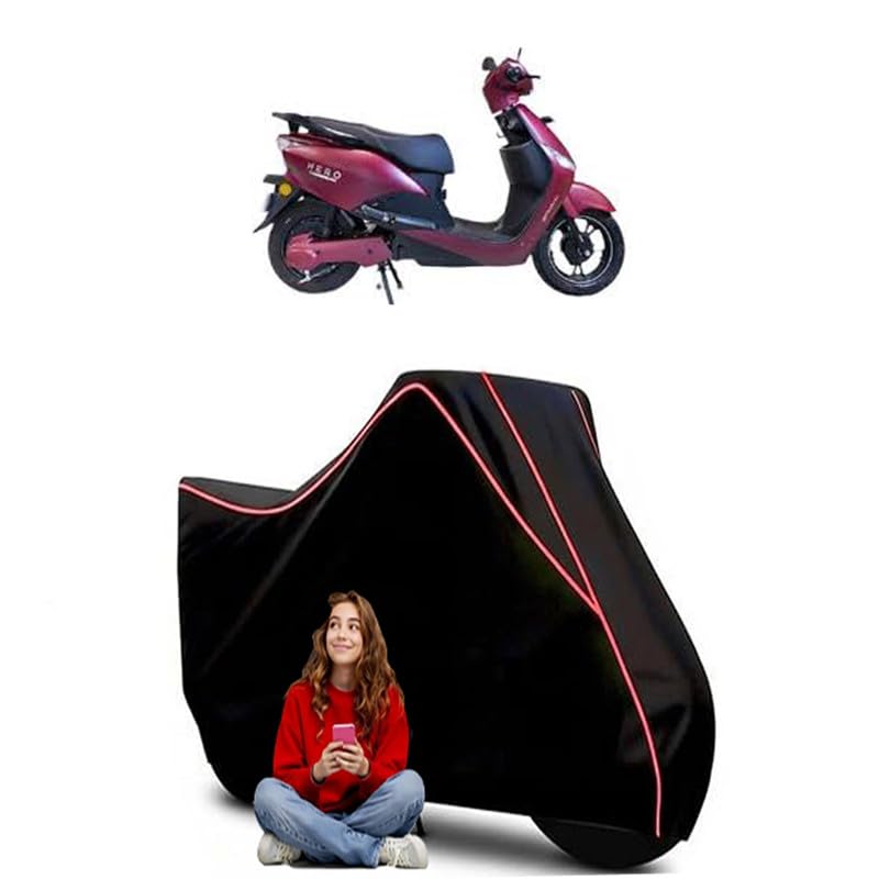 Image of Optima CX 2.0 Scooty Bike Cover Water Resistant Outdoor Use Universal Fit Scooters Motorcycles Heavy Duty UV Protection Dust Rain Scratch Resistant Elastic Bottom Black Blue Piping
