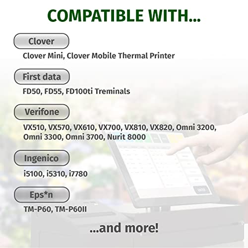 (50) Gorilla Supply 2 1/4 X 85 Thermal Paper Receipt Rolls Clover Mini Verifone Vx510 Vx570 Fd50 T4220, 2.25 X 85 Ft, Pos/Cash Register Paper, Bpa Free, 50 Rolls #TOP1