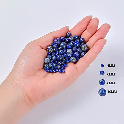 Image of 51pcs Natural Beads Round Gemstone Beads Lapis Lazuli Loose Beads 6 MM || Natural Lapis Lazuli | Lajwart | Rantna | Pathar | Gemstone ||Reiki || लाजवर्द
