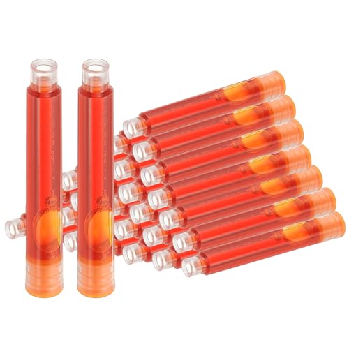 PATIKIL 30Pcs Fountain Pen Ink Cartridges, 3.4mm Bore Diameter Fountain Ink Refill Standard International Refill Cartridges for Pen Business Writing, Orange