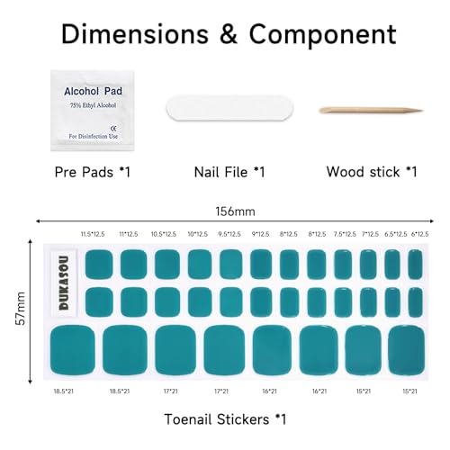 Semi Cured Gel Pedicure Strips - 32pcs Ocean Green Toenail Stickers Full Nail Wraps for Women Girls Gel Toenail Strips Works with Any UV Lamps - Thumbnail 5