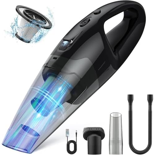 Handheld Vacuum Cordless Rechargeable 3-in-1, USB Charge, Car Vacuum with LED, HEPA Filter, 1.65LBs Lightweight Vacuum Cleaner for Dust, Pet Hair