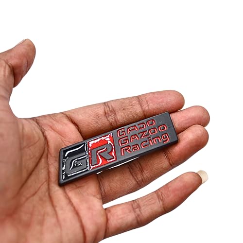 Image of KMH Premium GR GADO GAZOO Racing Car Logo Sticker | Racing Sport Cars Brand Emblem Badge Logo Sticker Decals for Car Accessories (Black with Red) Medium Pack of 1