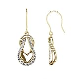 14k Yellow gold over silver Love knot Earrings with Cubic Zirconia dangle Earrings