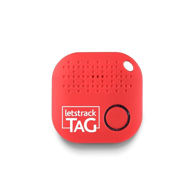 Letstrack Bluetooth TAG & Item Finder for Keys, Wallet & Luggage | TAG Tracker | Wallet Finder | Key Finder | Battery Replaceable | Works with Alexa & Siri, iOS & Android Compatible (Pack of 1, Red)