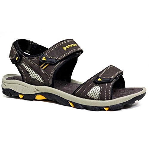 DUNLOP Men's Sports Beach Trekking Walking Hiking Touch Close Strap Sandals Sizes 7-12 (Brown Yellow, UK Footwear Size System, Adult, Men, Numeric, Medium, 8)