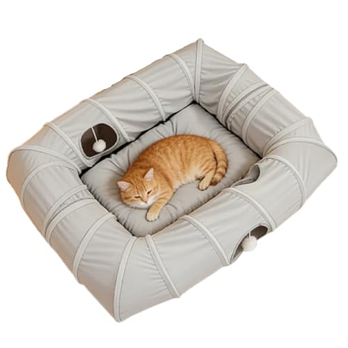 Cat Tunnel Bed - Cat Tunnel Bed Rectangular Pet Cave Nest | Breathable Kitten Tunnels Toy | 4-Ways Rectangular Kitten Nest For I