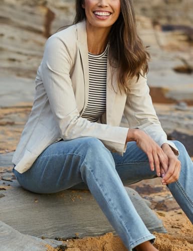 IDEALSANXUN Womens Linen Blazer One Button Long Sleeve Casual Spring Summer Jackets2