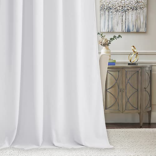 Image of RYB Home Pure White Velvet Curtains 120 inches - Super Soft Vertical Drapes Simple Home Decoration for Living Room Home Office Bedroom, W52 x L120, White, 2 Pieces