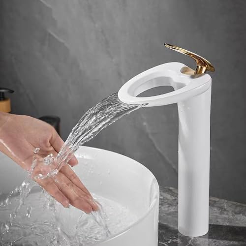 Robinet de lavabo chaud froid en laiton à poignée unique avec jet cascade