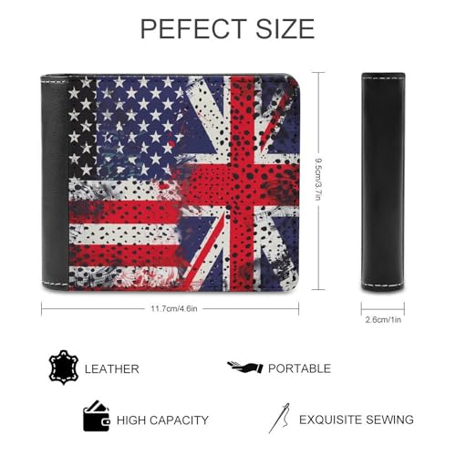 UK And USA Flags Vintage Print Bifold Wallet PU Leather Card Cash Holder Cute Purse for Men Women2