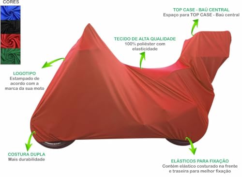 Capa Contra Risco Moto Honda Nxr 160 Bros Com Bauleto Baú (Vermelho)