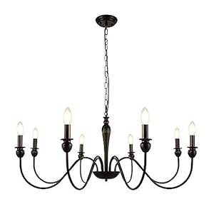 LynPon Kronleuchter Schwarz Modern Vintage Deckenlampe Metall Pendelleuchte Esstisch Landhaus Antik Retro für Wohnzimmer…