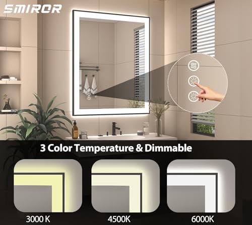 SMIROR 24x 36 LED Mirrors Bathroom Wall, Lighted Vanity Mirrors with Lights, Dimmable, Anti-Fog, Memory, Shatterproof, ETL Listed (Front and Backlit) by SMIROR - Image 3
