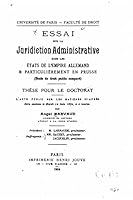Essai Sur La Juridiction Administrative Dans Les Etats de L'Empire Allemand 1519665636 Book Cover