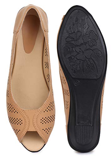 Image of Shezone Beautiful Beige Colour Synthetic Material Bellies for Womens from 4624 Beige