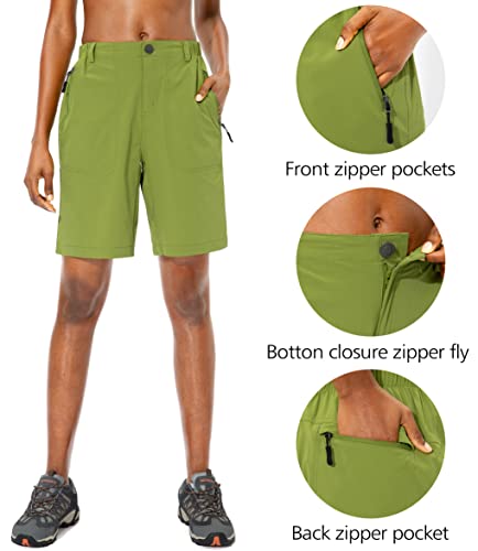 Pudolla Women's Quick Dry Stretch Hiking Shorts Lightweight Upf50+Shorts For Women With Zipper Pockets (Army Green Small) #TOP12