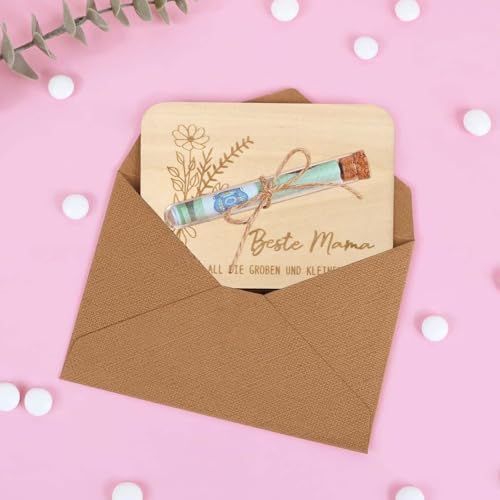 Verpackung aus Holz mit Umschlägen, Lustige Geld Geschenke Geburtstag mit Umschlägen, Mit Reagenzgläsern und Bindfaden, für Geldgeschenke, Perfekt für Weihnachten, Geburtstag, Hochzeit