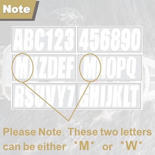 Image of 24 Sheets 3 Inch Self Adhesive Vinyl Letters Numbers Stickers for Boat Identification Number Hull Decoration Decor White
