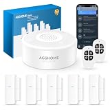 AGSHOME Alarmanlage 8-teiliges, Smart Home Alarmanlage Haus mit APP, WLAN Alarmanlage Set mit Sirene, 5 Fenster Tür Sensoren Und 2 Fernbedienungen, Alarmanlage für Haus, Wohnung, Wohnmobil