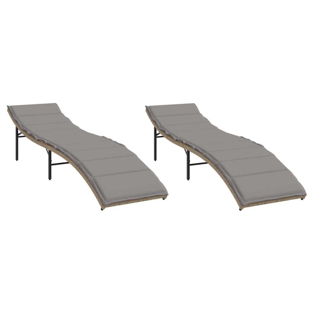 Chaise longue de jardin en polyrotin avec coussin de 199 cm | Mobilier de détente extérieur