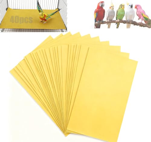 CuaxTume 40 Pieces Bird Gravel Liner Paper for Bird Cage 17” x 11” Bird Gravel Paper Bird Sandpaper, Easy Clean Pet Sandpaper, Calcium Paper with Sea Sand for Birds Cockatiels Parrots