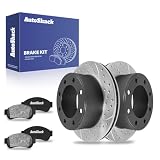 AutoShack Rear Brake Rotors & Ceramic Pads for Ford, F-250 Super Duty 2008-2012, 4WD RWD V8 5.4L 6.2L 6.4L 6.7L V10 6.8L - E-Coated Drilled & Slotted - ShadowGuard - 13.39' (340 mm), 8-Lug