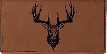 CAROUSELCHECKS Big Horn Buck Laser Engraved Leatherette Checkbook Cover