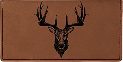 CAROUSELCHECKS Big Horn Buck Laser Engraved Leatherette Checkbook Cover