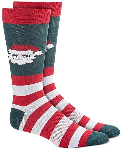 Charter Club Damask Bar III Mens Red Santa Socks (Red, One Size)