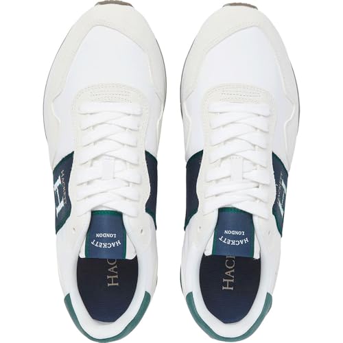 Hackett London Para Hombre. HMS200034 Zapatillas Keston Tape Blanco (43), Plano, Cordones, Casual - 4
