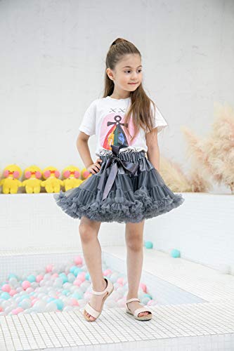 Baby Girl Tulle Skirt Extra Fluffy Petticoat For Girls 36 Colors Kids Tutu Skirt Ballet Pettiskirt For Little Girl (6M-10T) (Dark Grey, M) #TOP6