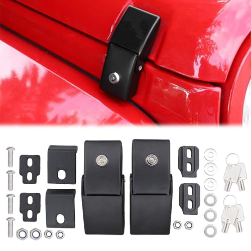 NewYall Pair Black Hood Latch Catch Lock Accessories Kit for Jeep Wrangler JK JKU 2007-2018 JL JLU Gladiator JT 2018-2024 Exterior Aluminum Steel Locking by NewYall - Image 2