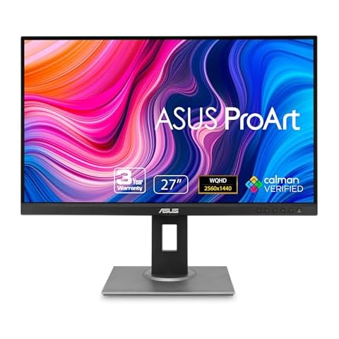 ASUS ProArt Display PA278QV 27” WQHD Monitor, 100% sRGB/Rec. 709 ΔE < 2, IPS, DisplayPort HDMI DVI-D Mini DP Cover
