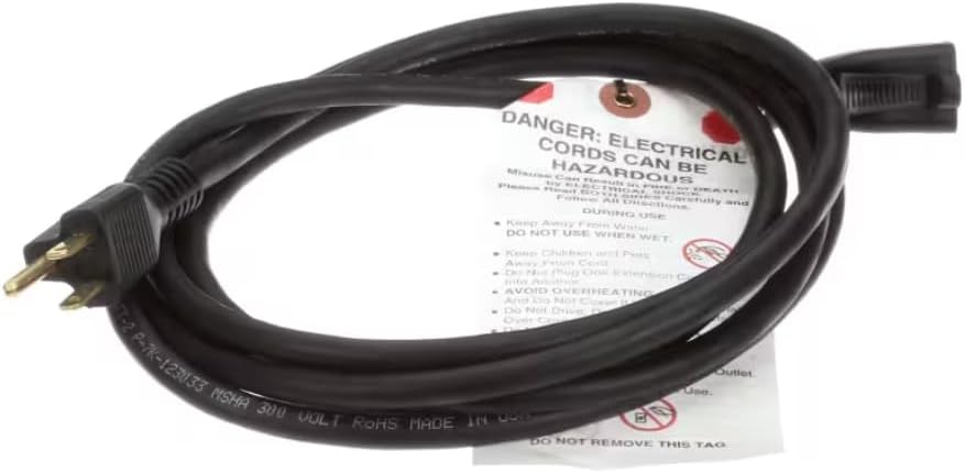 Fits Vulcan Hart 06576 FT Power Cord with Male & Female Plug, 16 AWG for TK65, GR45, 1HF50D