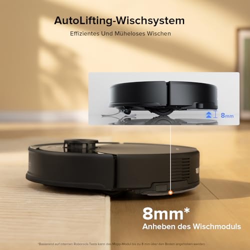 roborock Q10 S5 Saugroboter mit Wischfunktion, 10.000 Pa HyperForce Saugkraft, Dual Anti-Tangle System, Auto Lifting Mopping, Ideal für Tierhaare, Teppiche, Hartböden (Schwarz)