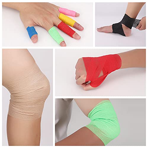 Bandage Wrap 8 Pack 2”X 5 Yards Self Adhesive Bandage Wrap Breathable Cohesive Bandage Wrap Rolls Athletic Elastic Self Adherent Wrap For Sports Injury ,Wrist, Knee, Ankle Sprains And Swelling(Yellow) #TOP5
