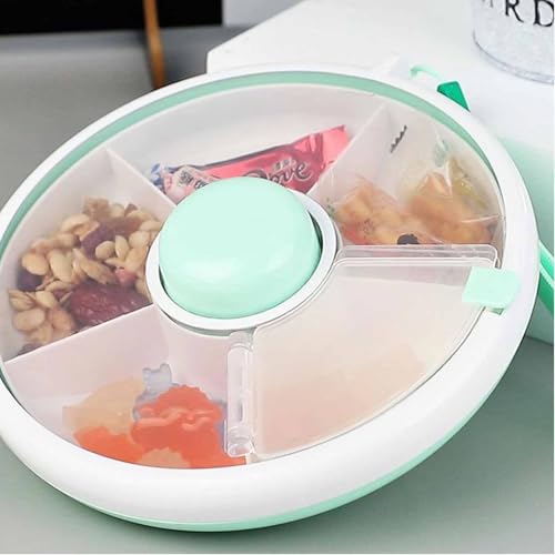 LinamHoz Snack Spinner Bundle, Reusable Portable Snack Container with 5 Compartment Dispenser and Lid for Party Veggies Snack Candy Nuts Chip (Green) by LinamHoz - Image 5