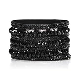 beya Alloy Metal Jewelry Black Bracelet for Women Uniquely Embedded with Stone and Crystal Beaded Fa