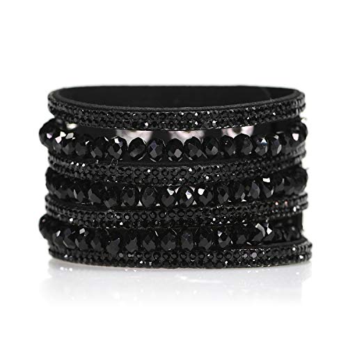 Beya Alloy Metal Jewelry Black Bracelet For Women Uniquely Embedded With Stone And Crystal Beaded Fashion Cuff Bracelets For Girls, Teenagers, And Women | Black Accents #TOP26