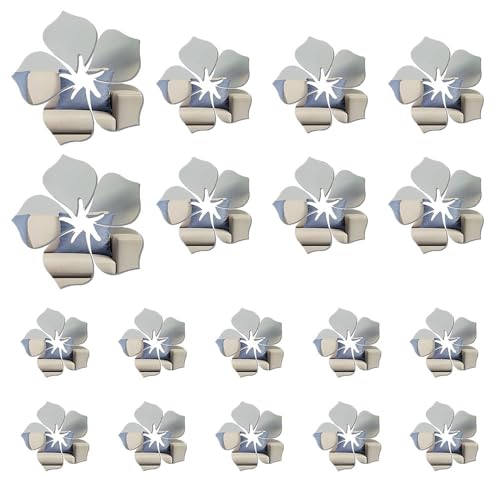 Flower Mirror Wall Sticker 18 Pcs Acrylic 3D Art Decals Self Adhesive Decorative for Home Decor Living Room Bedroom Office