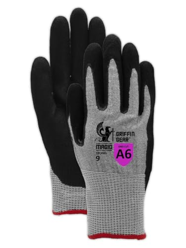 Magid Griffin Gear Lightweight NitriX Palm Coated Touchscreen Gloves with Reinforced Thumb Saddle - Cut Level A6, 36 Pair, Size 9/L