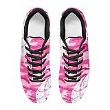 chaqlin Unisex Football Shoes for Beginners: Pink Camouflage Print Outdoor Soccer Cleats Men Firm Ground Soccer Shoes - Ideal for Natural Grass Surfaces Size 8.5