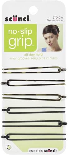 Scunci 6 Piece 3704003a048 No-Slip Grip Oval Bobby Pins Assorted Colors, 0.8 Ounce