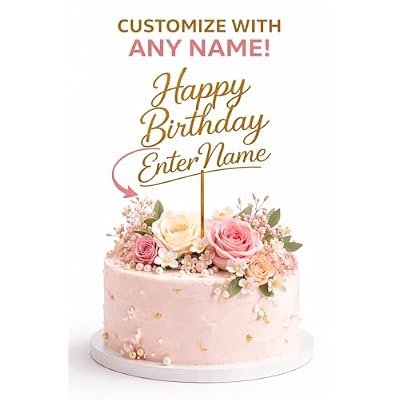Custom Birthday Cake Topper with Name Personalized Happy Birthday Topper, Any Age, Any Name